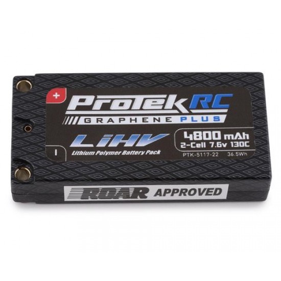 ProTek RC 2S 130C Low IR Si-Graphene + HV LCG Shorty LiPo Battery (7.6V/4800mAh) w/5mm Connectors (ROAR Approved)